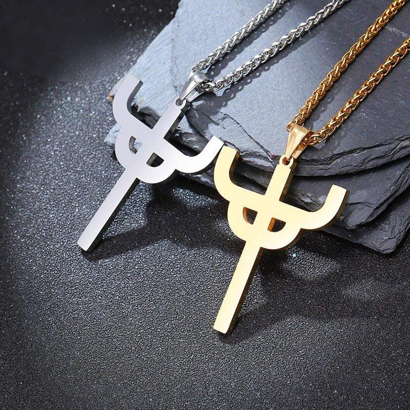 MNT0346 High Quality Stainless Steel Mens Pendant Necklace Jewelry for Dance Disco Party Gothic Rock Music Theme Fashion Accessory