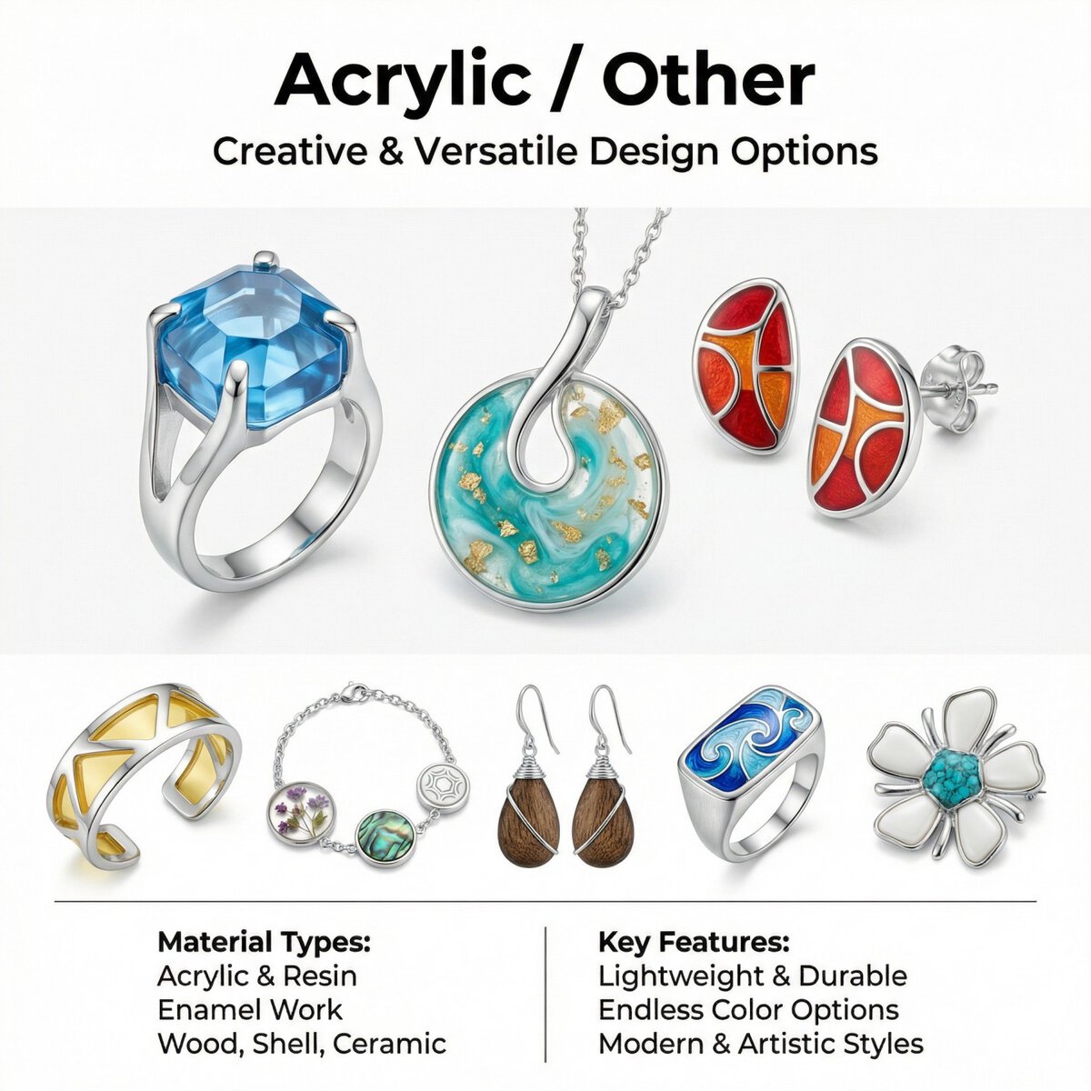 Acrylic Other Silver Jewelry