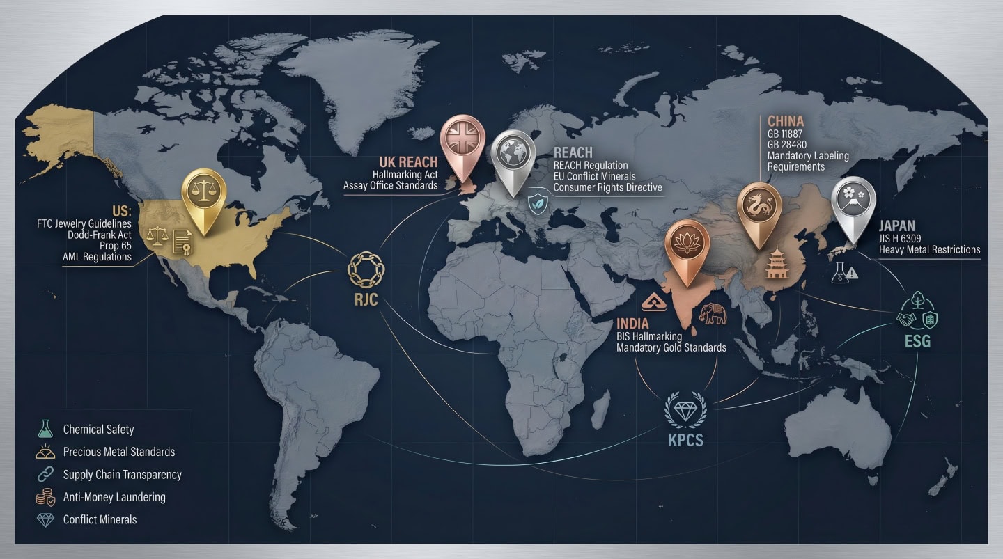 Global Compliance Map for Luxury Fashion Jewelry Business