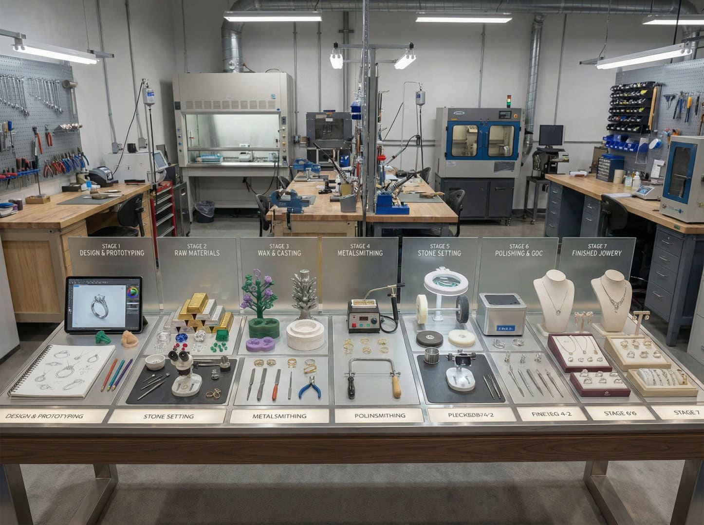 Jewelry OEM Production Process _ Factory Workshop Background