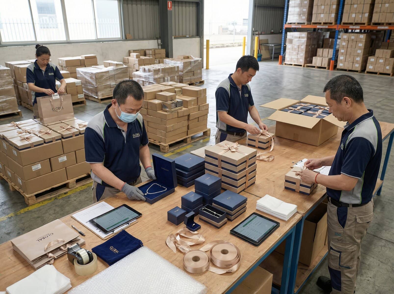 Jewelry gift box packaging team assignment