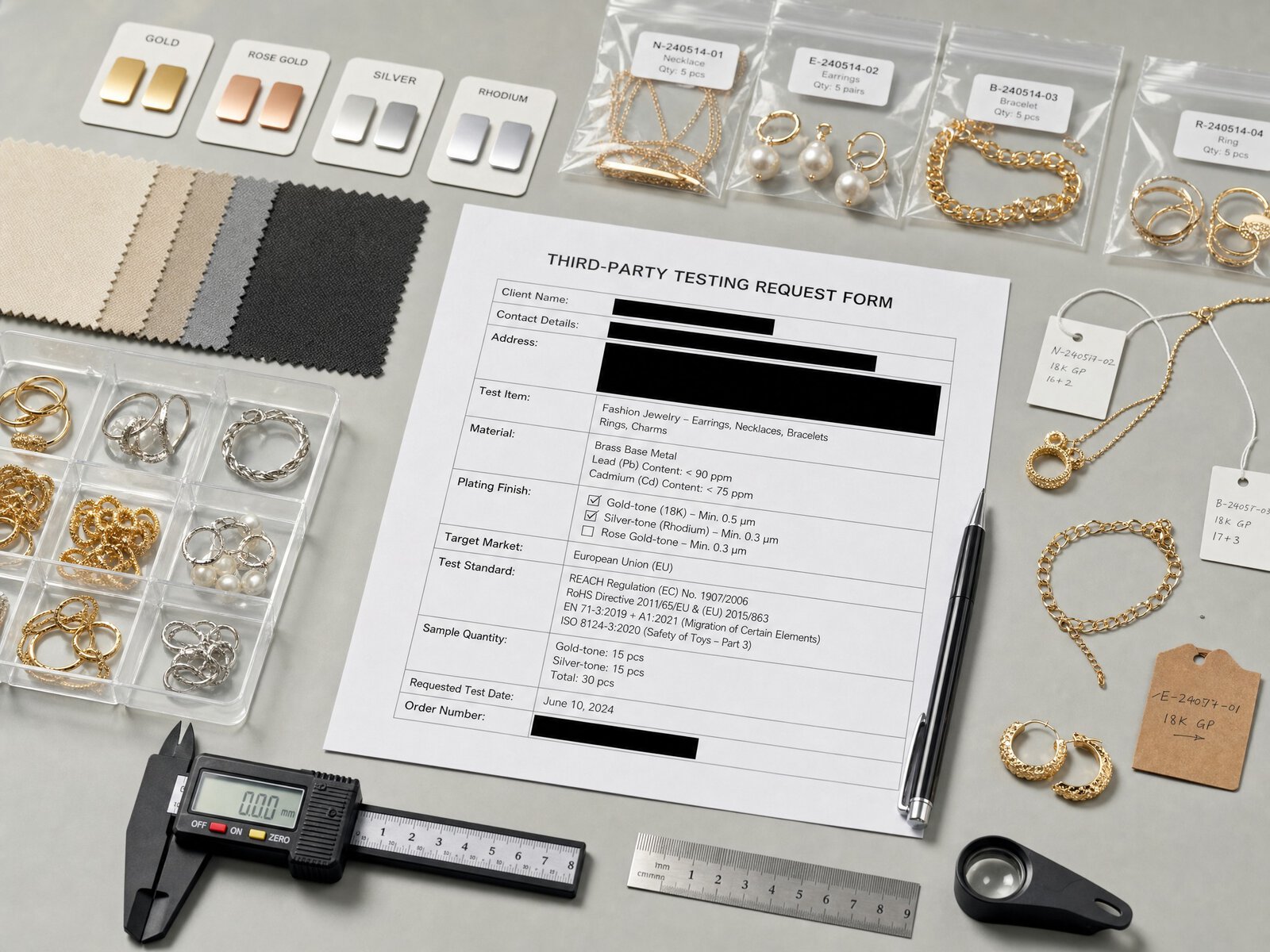 Third-Party Jewelry Testing Coordination Scene