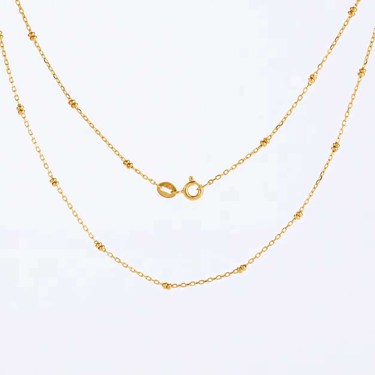 Plain Cross Link Chain with Double Beads