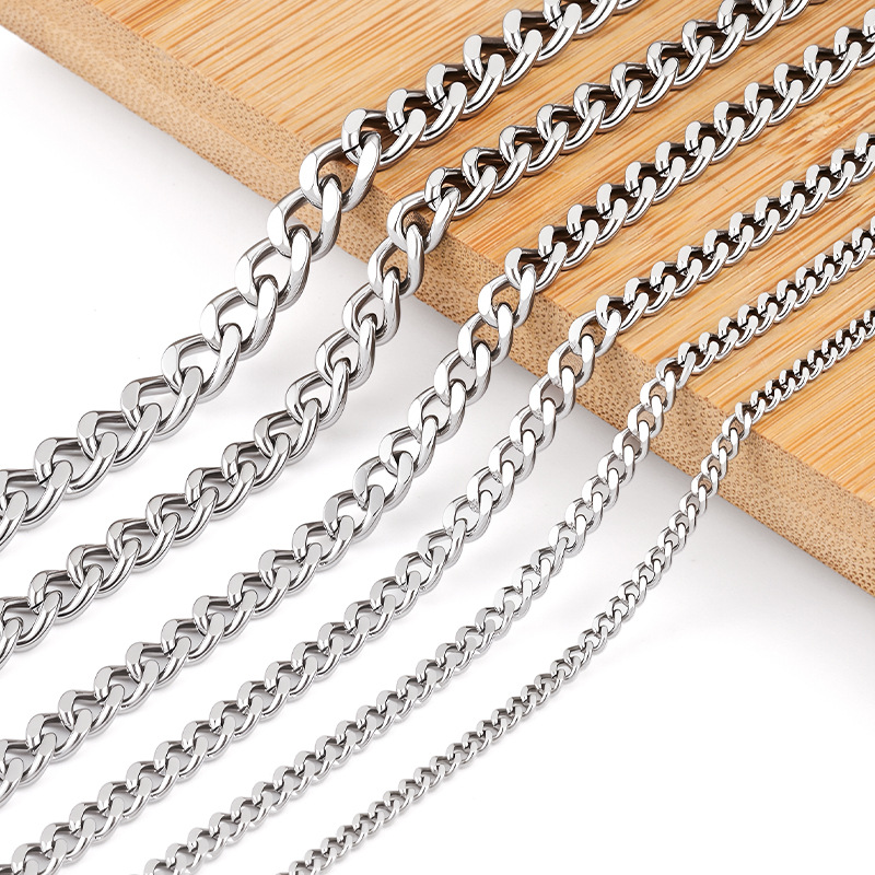 Single Link Brushed Flat Curb Chain